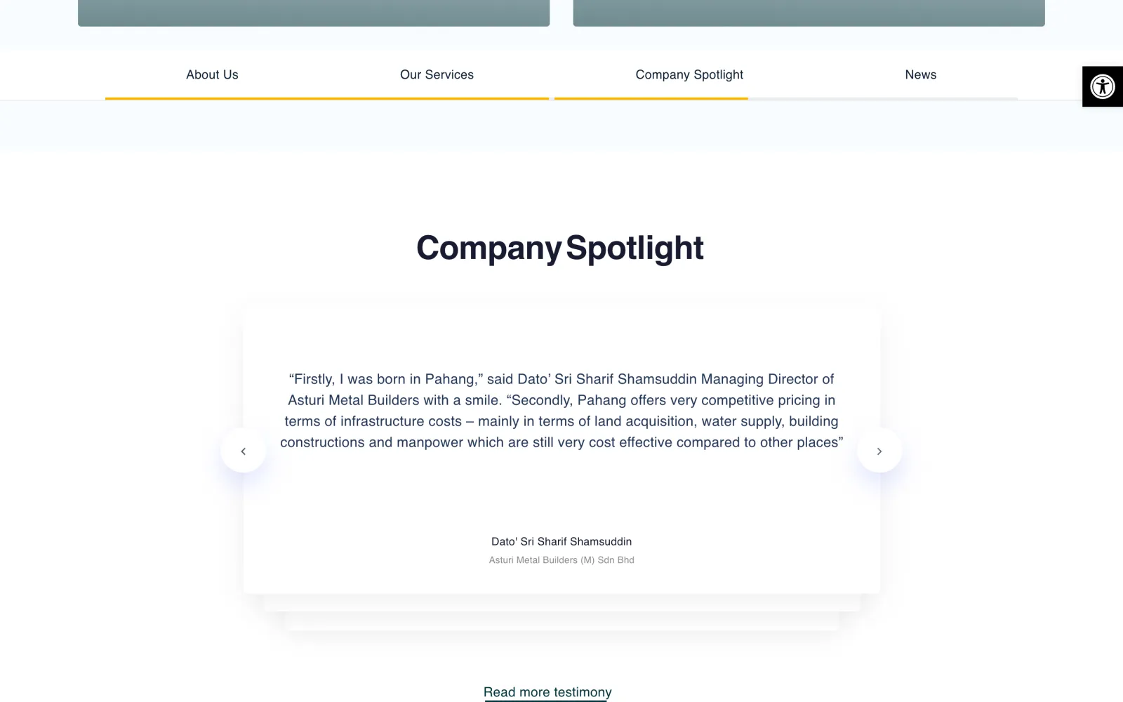 Company spotlight with testimonials from investors in Pahang
