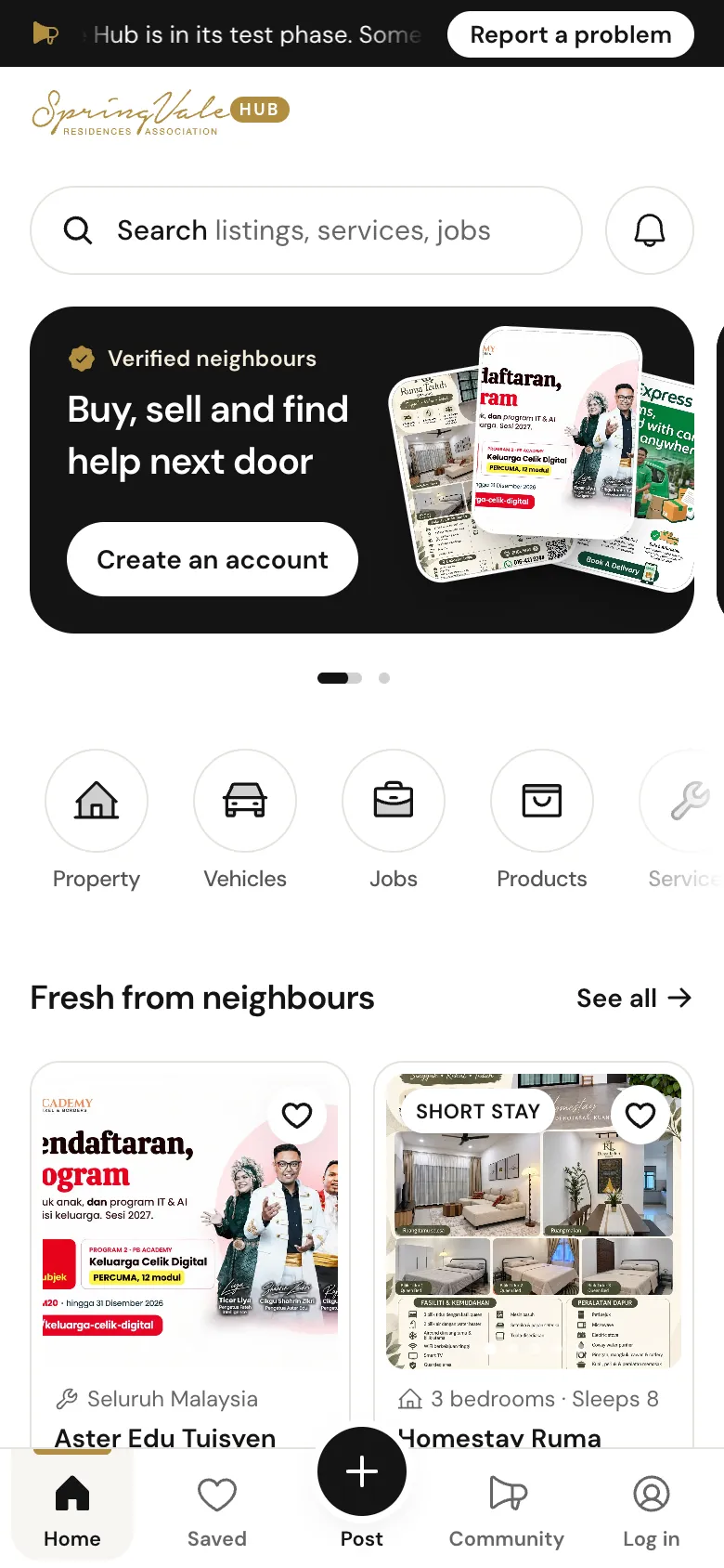 SpringVale Hub on a phone